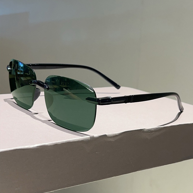 Luxury Lifestyle Men - แว่นกันแดดแฟชั่นนักบิน ผู้ชาย แบรนด์หรู วินเทจ ไร้กรอบ แว่นกันแดดกรอบยืดหยุ่น