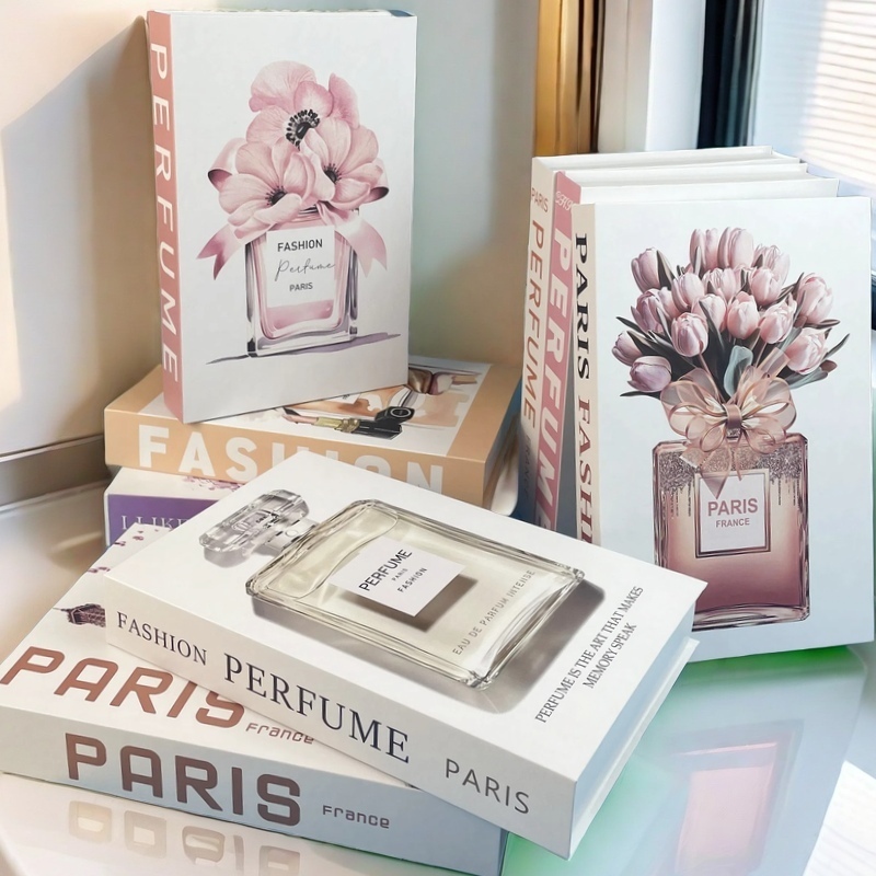 Luxury Lifestyle Items - แฟชั่นน้ําหอมค็อกเทลหนังสือตกแต่งตกแต่งบ้านเปิดหรูหราปลอมกล่องเก็บหนังสือกาแฟตารางชั้นวางตกแต่งภายใน