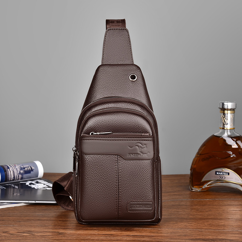 Luxury Lifestyle Men - แบรนด์หรู Chest Pack กระเป๋าหนังชายธุรกิจ Crossbody กระเป๋าสําหรับชายสลิงกระเป๋าสีดําสีน้ําตาลใหม่